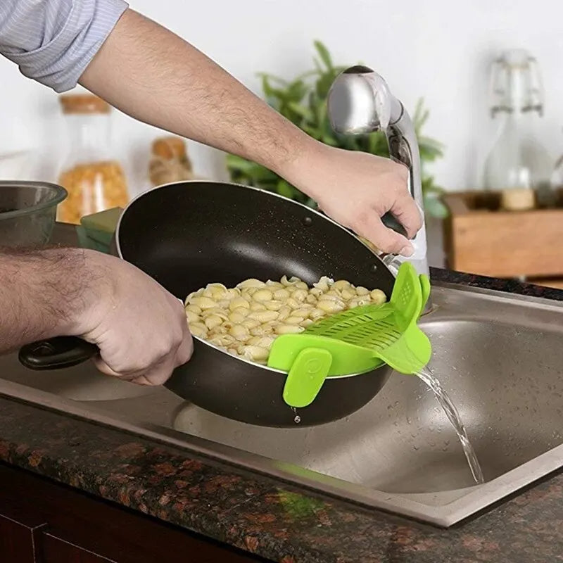 Universal silicone clip on pot pan anti-spill pot pasta pot food grade strainer fruit pasta vegetable