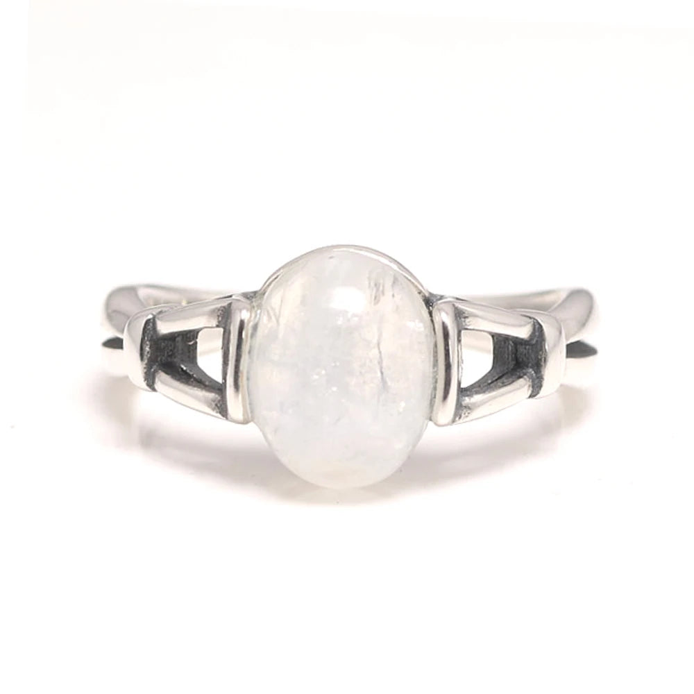 Real 925 Sterling Silver Bella Ring Adjustable Opening Natural Moonstone Vintage Twilight Jewelry