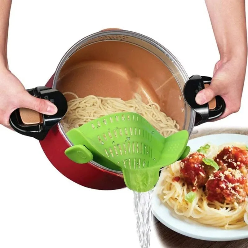 Universal silicone clip on pot pan anti-spill pot pasta pot food grade strainer fruit pasta vegetable