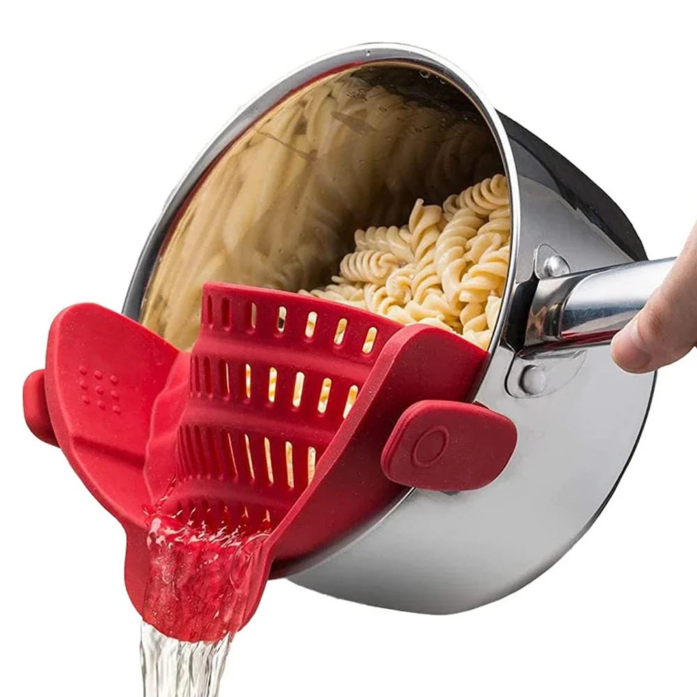 Universal silicone clip on pot pan anti-spill pot pasta pot food grade strainer fruit pasta vegetable