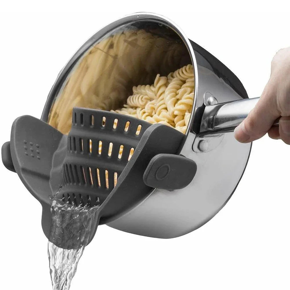 Universal silicone clip on pot pan anti-spill pot pasta pot food grade strainer fruit pasta vegetable