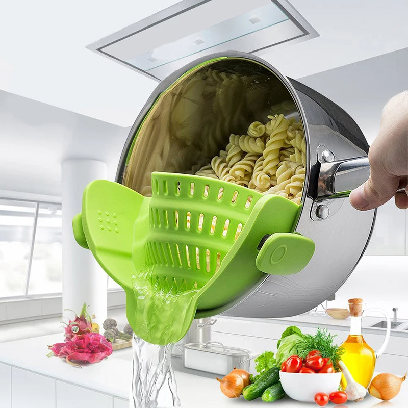 Universal silicone clip on pot pan anti-spill pot pasta pot food grade strainer fruit pasta vegetable